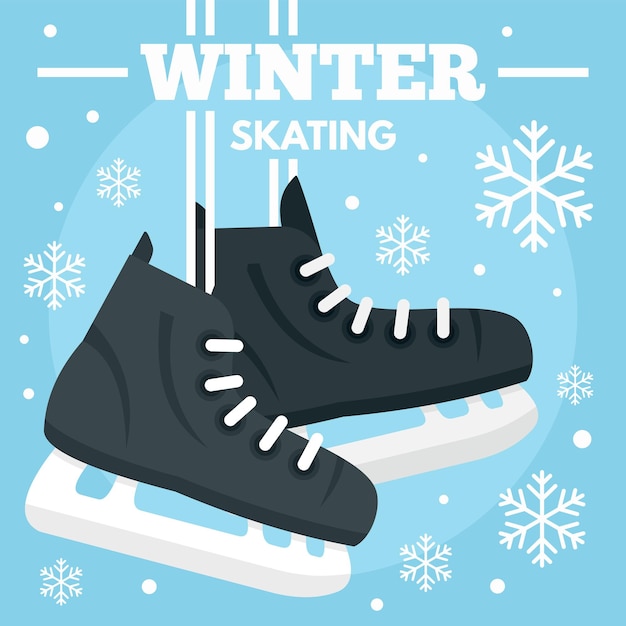 Hintergrund des Konzepts des Winterschlittschuhs Flat-Illustration des Konzeptes des Winterschlittschlittschutzvektors Hintergrund für das Webdesign
