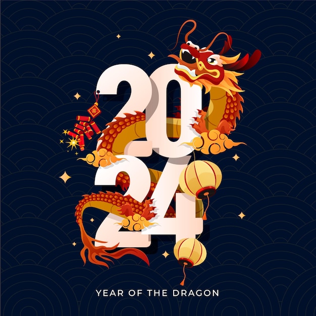 Hintergrund des lunar new year 2024 PremiumVektor