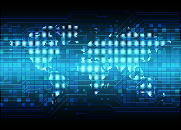 Hintergrund des Technologiekonzepts der blauen Welt Cyber Circuit