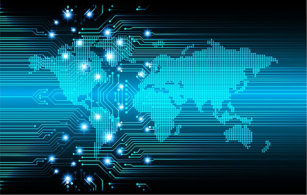 Hintergrund des technologiekonzepts der blauen welt cyber circuit