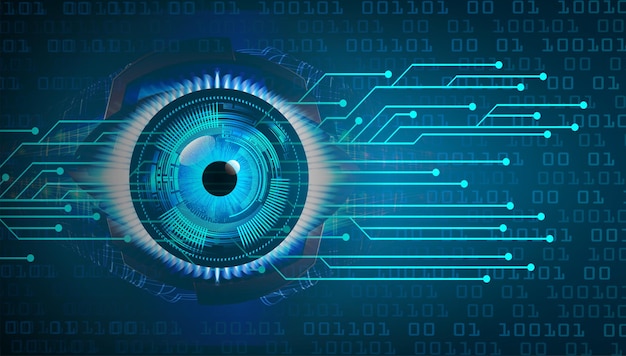 Hintergrund des zukünftigen technologiekonzepts der augen-cyber-schaltung