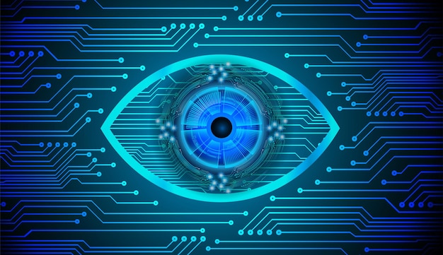 Hintergrund des zukünftigen technologiekonzepts der augen-cyber-schaltung