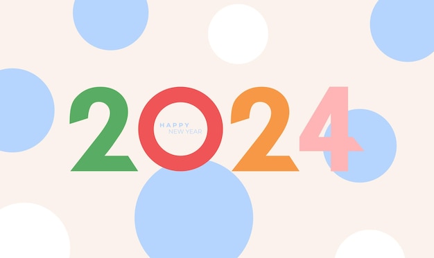 Hintergrund für das neue Jahr 2024 Starke Typografie Farbig und leicht zu merken Glückliches neues Jahr 2024 Design Poster