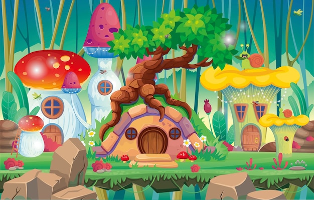 Hintergrund für Spiele und mobile Anwendungen Forest Vector Illustration