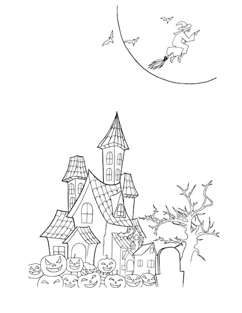 hintergrund halloween karikatur niedlich gekritzel malseite kawaii anime illustration clipart d