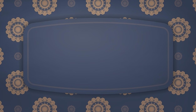 Hintergrund in blau mit vintage-braunmuster und platz für ihr logo oder ihren text