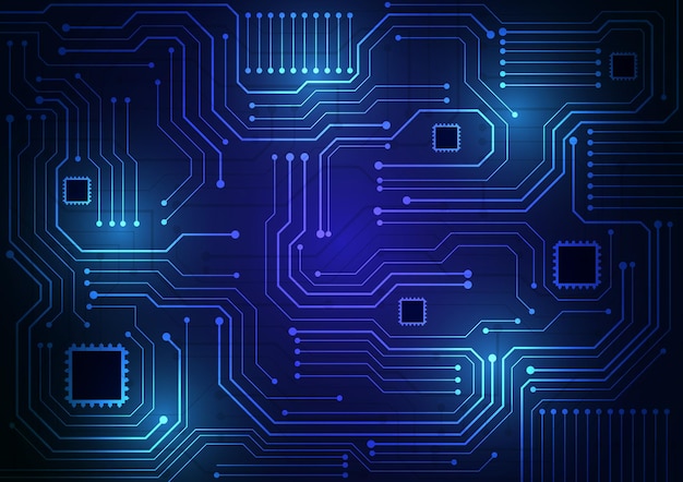 Hintergrund in der Schaltkreistechnologie mit Hitech-Digital-Datenverbindungssystem und Computer-Elektronik-Design