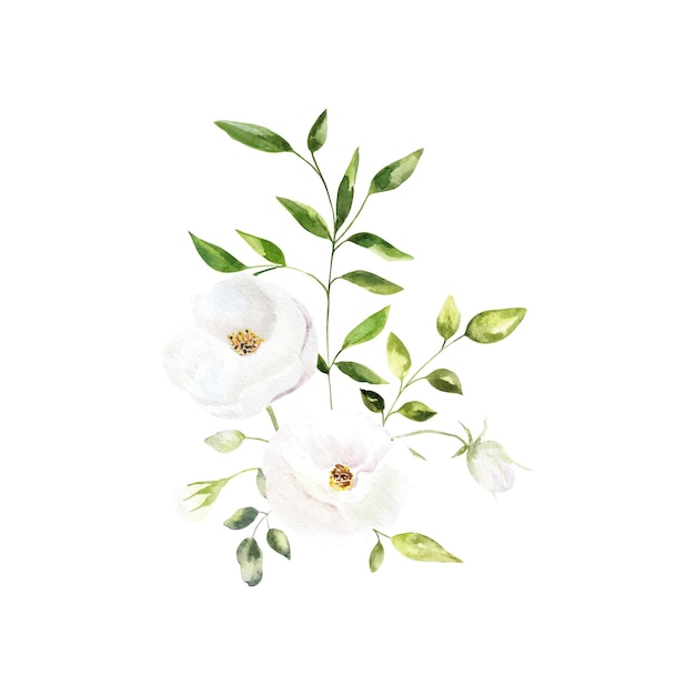 Vektor hintergrund mit aquarellblumenblumenillustration botanische zusammensetzung