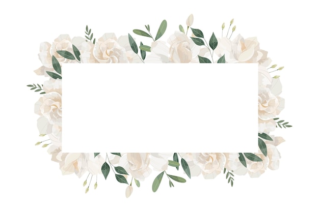 Vektor hintergrund mit cream-gardenia-blumenrahmen