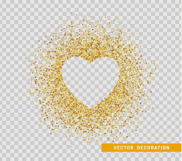 Hintergrund mit goldenen leuchtenden Funkeln. Herzblase für Text.