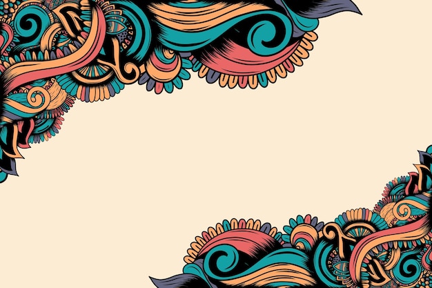 Vektor hintergrund mit handgezeichnetem nahtlosen beruhigenden muster mehndi-designs harmonische und farbenfrohe doodle-textur