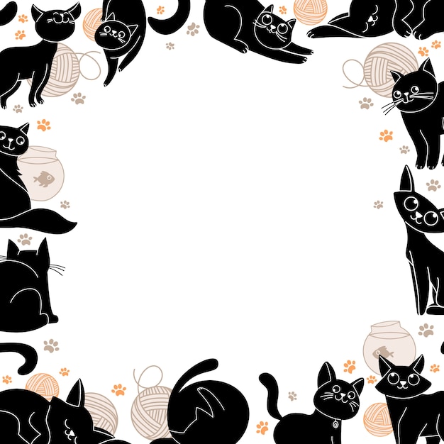 Hintergrund mit handgezeichneten Katzensilhouetten
