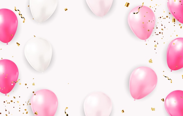 Hintergrund mit realistischen Luftballons Konfetti