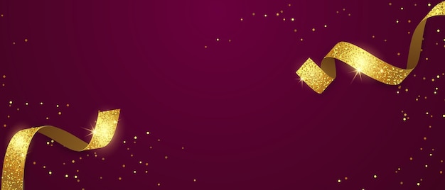 Hintergrund verziert mit eleganten goldenen bändern für partyfeiern