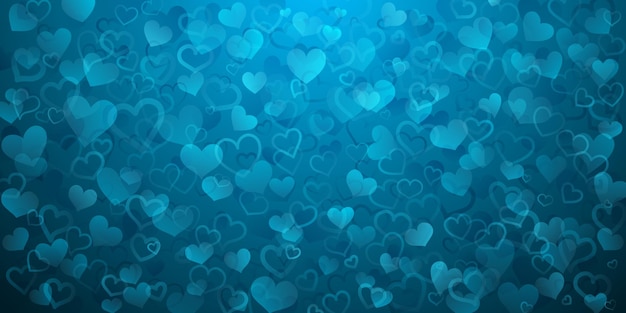 Hintergrund von durchscheinenden kleinen Herzen in blauen Farben. Valentinstag Illustration