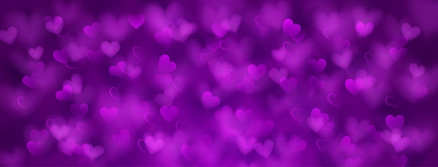 Hintergrund von kleinen durchscheinenden verschwommenen herzen in lila farben illustration zum valentinstag