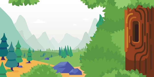 Hintergrund wilde Büsche Cartoon Waldvegetation