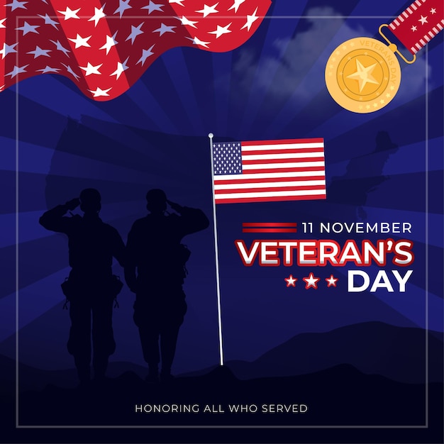 Hintergrunddesign für den Veteranentag Banner Poster Grußkarte Vektorillustration