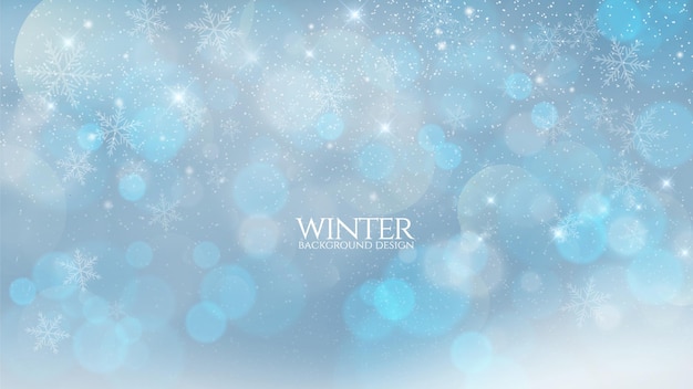 Hintergrunddesign für die Wintersaison im Bokeh-Stil