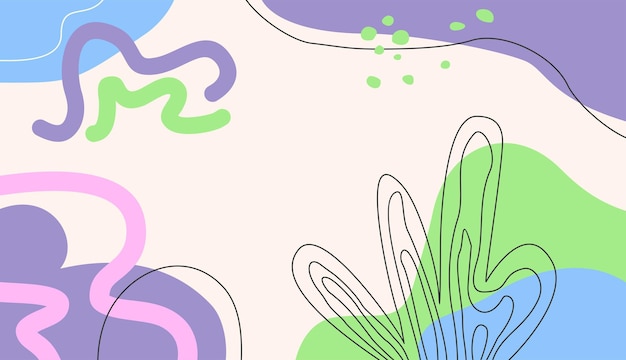 Hintergrunddesign mit pastellfarben und abstraktem doodle-vektor