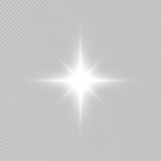 Hintergrundeffekt mit weißem Licht. Heller Lichteffekt mit Strahlen und Blendung zur Vektorillustration