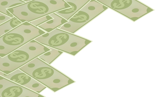 Hintergrundmaterial, ausgekleidet mit Dollarscheinen, isometrisch mit Kopierraum