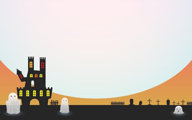 Hintergrundmaterial silhouette des alten schlosses für halloweenxavector illustration