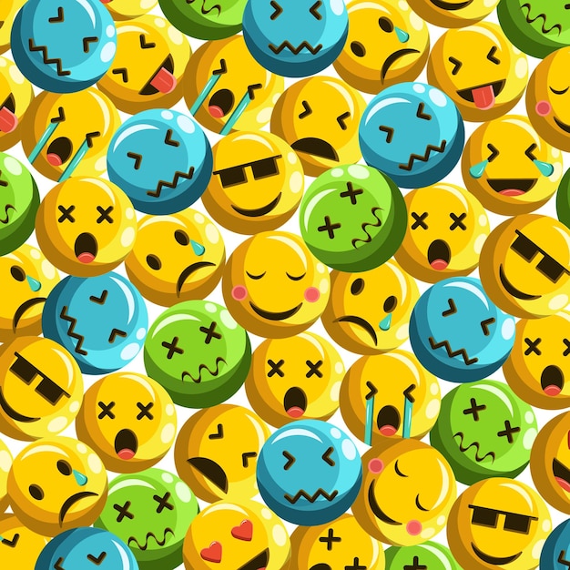 Hintergrundmuster-emoticon mit vielen ausdrücken