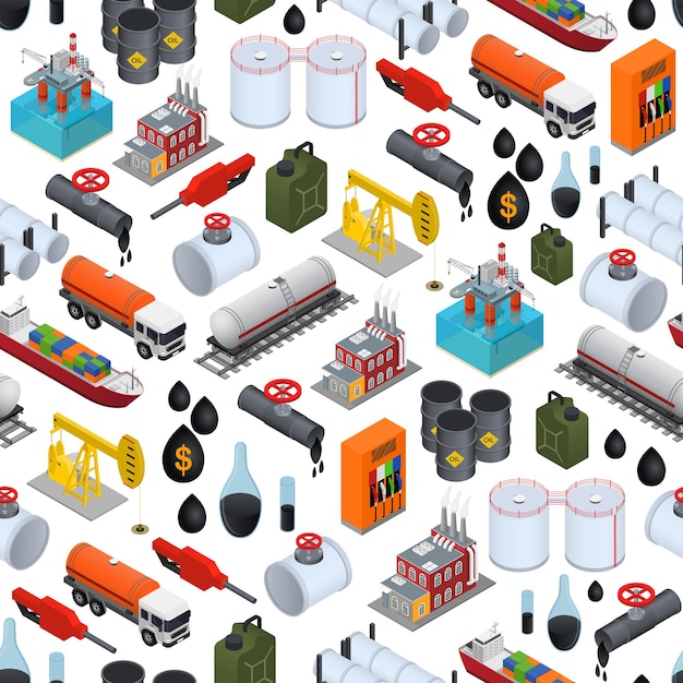 Hintergrundmuster für Ölindustrie und Energieressourcen auf Weiß für Web und App. Vektor-Illustration