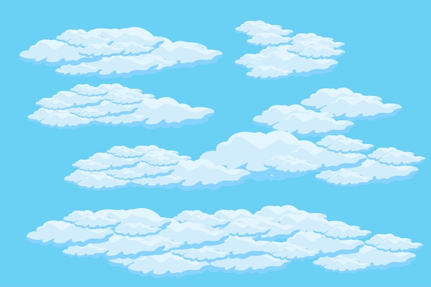 Vektor hintergrundvektor für wolken-himmel-szene einfache wolken-illustrationsvorlage-design