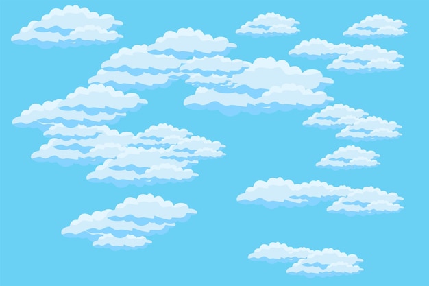 Vektor hintergrundvektor für wolken-himmel-szene einfache wolken-illustrationsvorlage-design