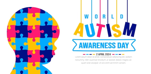 Vektor hintergrundvorlage zum welt-autismus-bewusstseinstag zur verwendung als bannerkarte, grußkartenposter