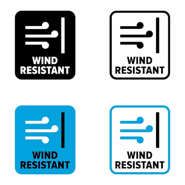 Hinweisschild für windbeständige artikel und stoffeigenschaften