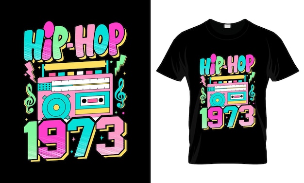 Vektor hip hop 1973 farbenfrohes grafisches t-shirt trendy design