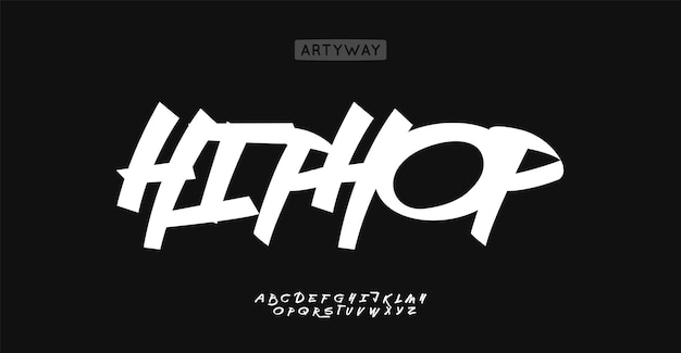 Hiphop-Schriftart Freestyle dynamische Buchstaben Pinsel Zeichnung Alphabet für jugendliche Musik Branding und
