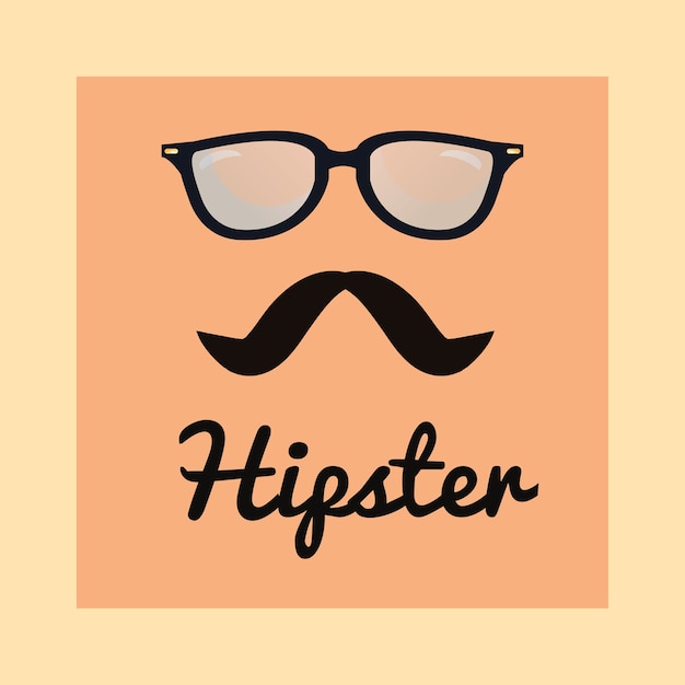 Hippie-stil mit brille und schnurrbart über orange hintergrund