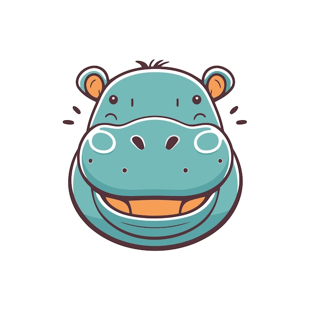 Hippo-charakter-logo-maskottchen wildtier-nilpferd im vektor-cartoon