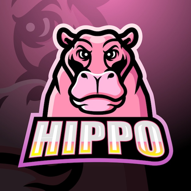 Hippo maskottchen esport illustration