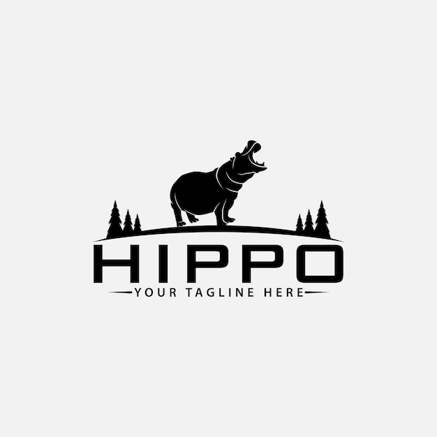 Hippo-tier-silhouetten-logo-design