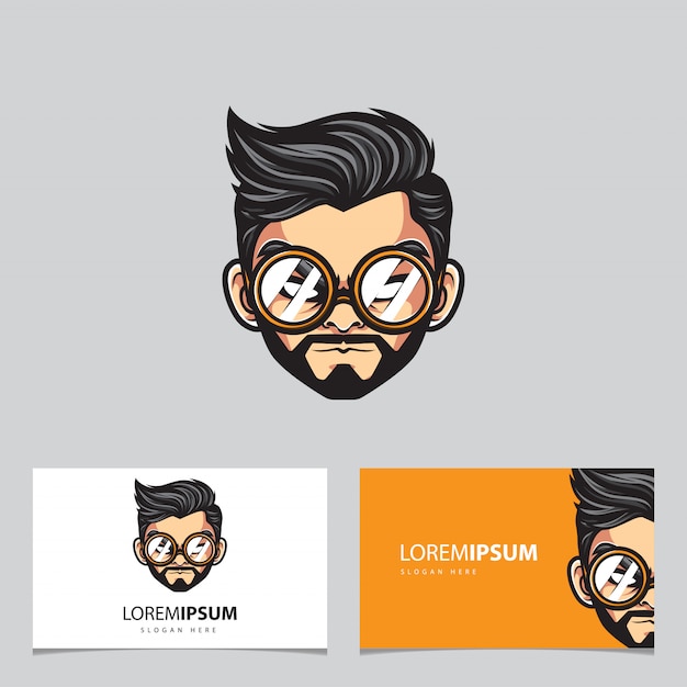 Hipster man maskottchen logo