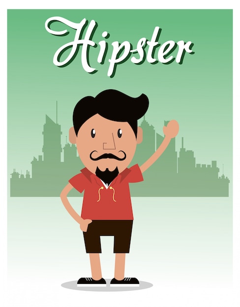 Hipster mann cartoon