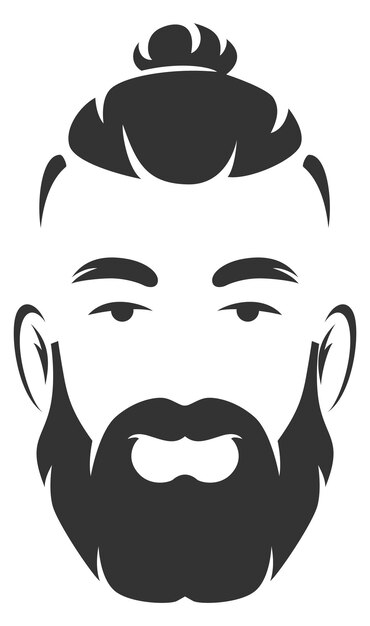 Hipster-Porträt Mode-Friseursalon-Logo Schwarzer Avatar isoliert auf weißem Hintergrund