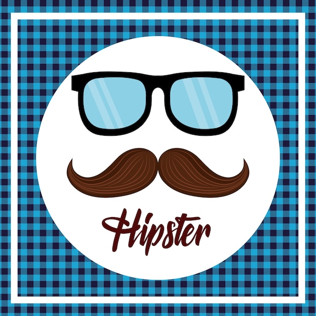 Vektor hipster style schnurrbart und brille