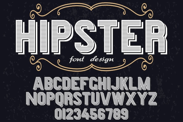 Hipster Vintage Schriftart Typografie Design Alphabet mit Zahlen