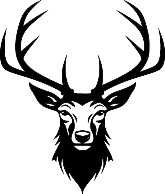 Hirsch schwarz-weiß isolierte Symbolvektorillustration