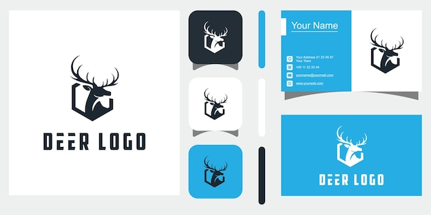 Hirsch umriss logo design vorlage design hirsch premium logo premium-vektor