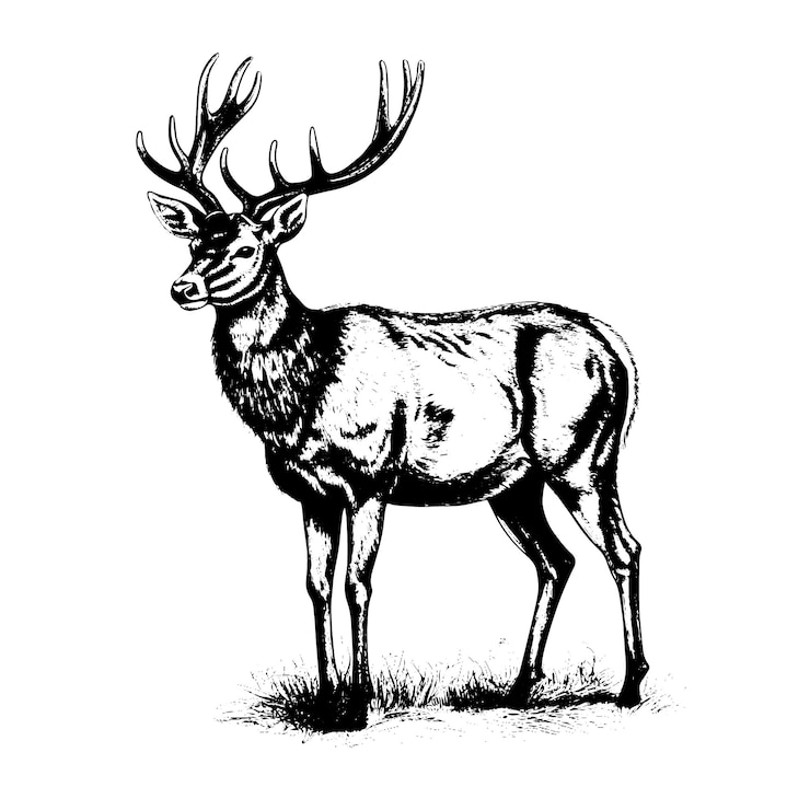 Vektor hirsch-vektorzeichnung. isoliertes, handgezeichnetes objekt mit gravierter illustration