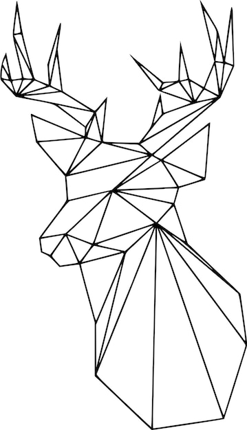 Vektor hirschrücken mit blick auf den linearen geometrischen linienkunstvektor