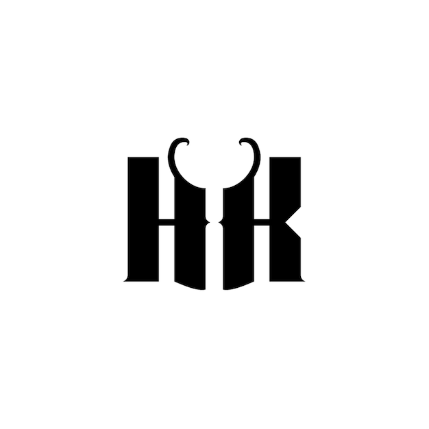 HK-Monogramm-Logo-Design Buchstaben-Text-Namen-Symbol Monochrom-Logotyp-Alphabet-Zeichen-Einfach-Logo