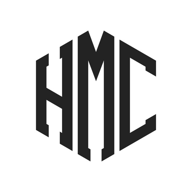 HMC-Logo-Design Anfangsbuchstaben HMC-Monogramm-Logo in sechseckiger Form
